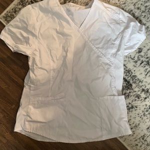 Basic white scrub top